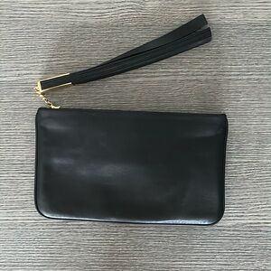 Brian Atwood black leather clutch